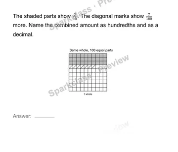 Combine two kinds of hundredths — Grade 4 problem preview