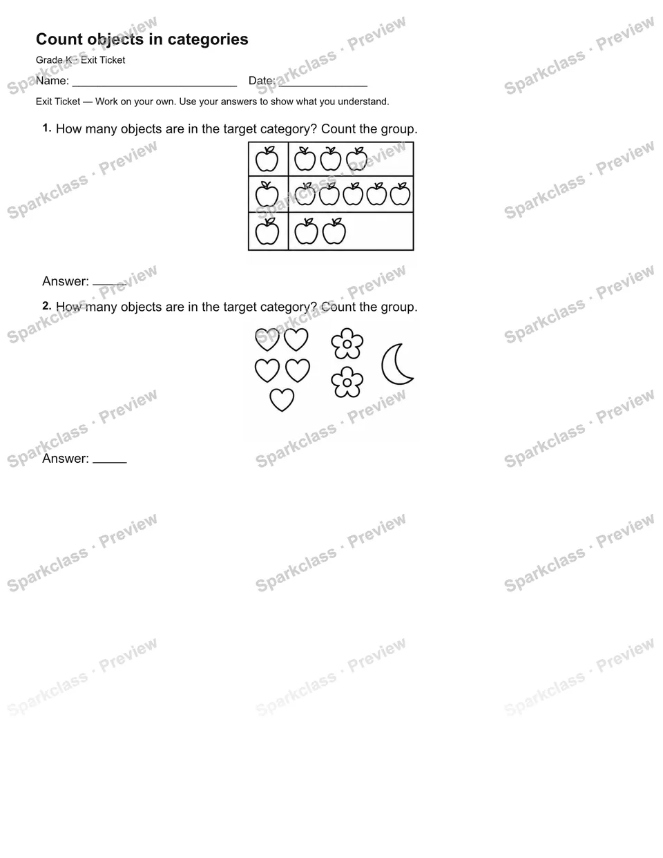Count objects in categories — Exit Ticket — page 2
