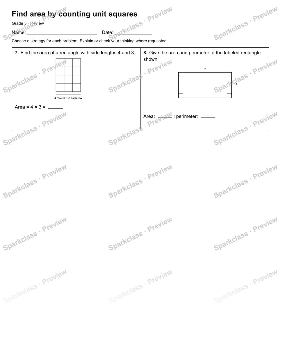 Find area by counting unit squares — Review — page 2