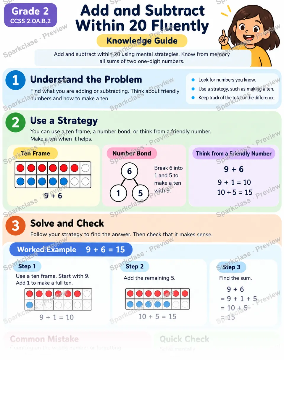 Knowledge Guide · Add and Subtract Within 20 Fluently — page 1