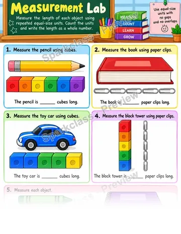 Measurement Lab Units — Grade 1 worksheet preview