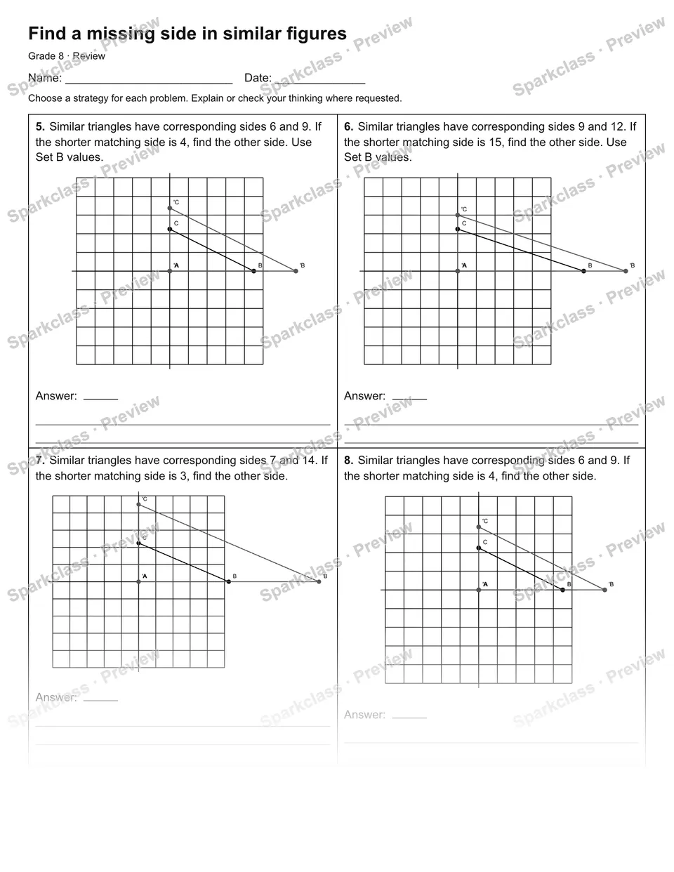 Find a missing side in similar figures — Review — page 2