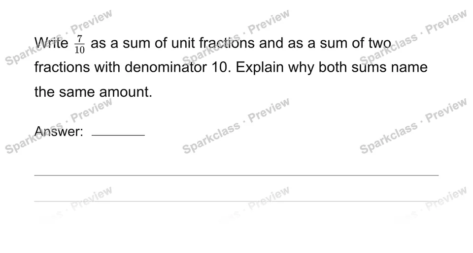 Decompose a fraction in two ways — page 1