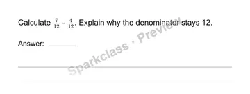 Add and subtract like-denominator fractions — Grade 4 problem preview