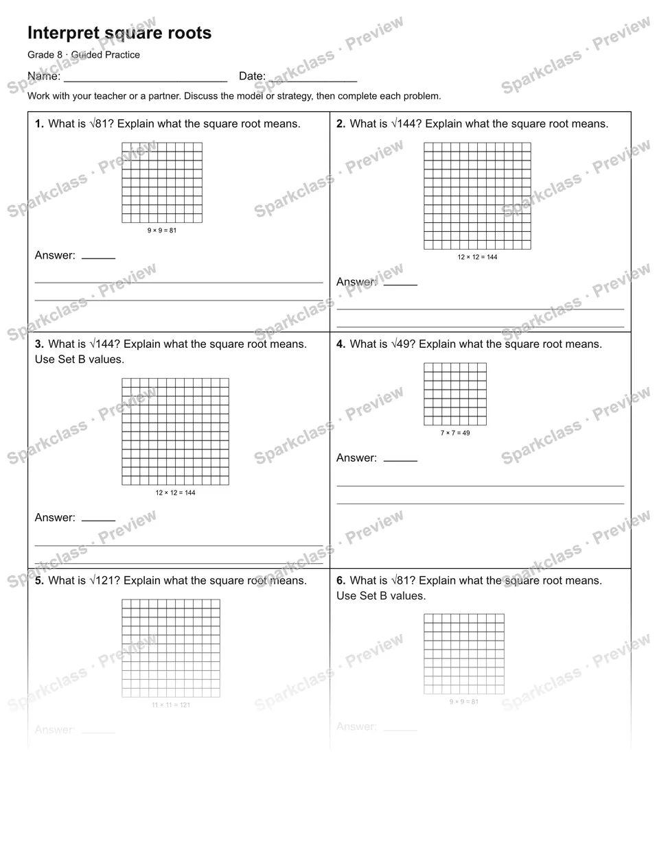 Interpret square roots — Guided Practice — page 1