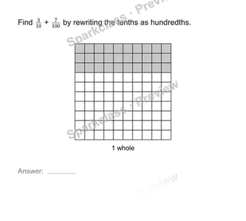 Add tenths and hundredths — Grade 4 problem preview