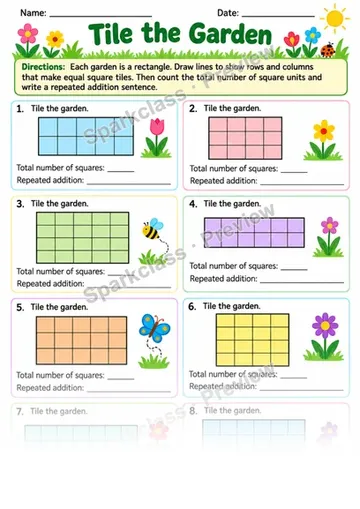 2.G.A.2 · Tile Garden — Grade 2 worksheet preview