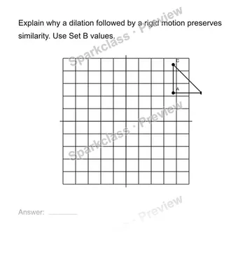 Explain why a transformation preserves similarity — Grade 8 problem preview