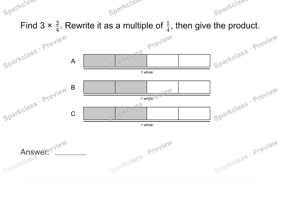 Multiply a fraction by a whole number — page 1