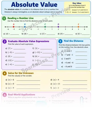 Absolute Value — Grade 6 worksheet preview