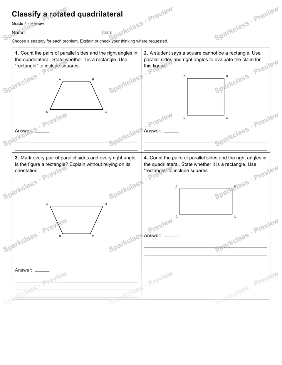 Classify a rotated quadrilateral — Review — page 1