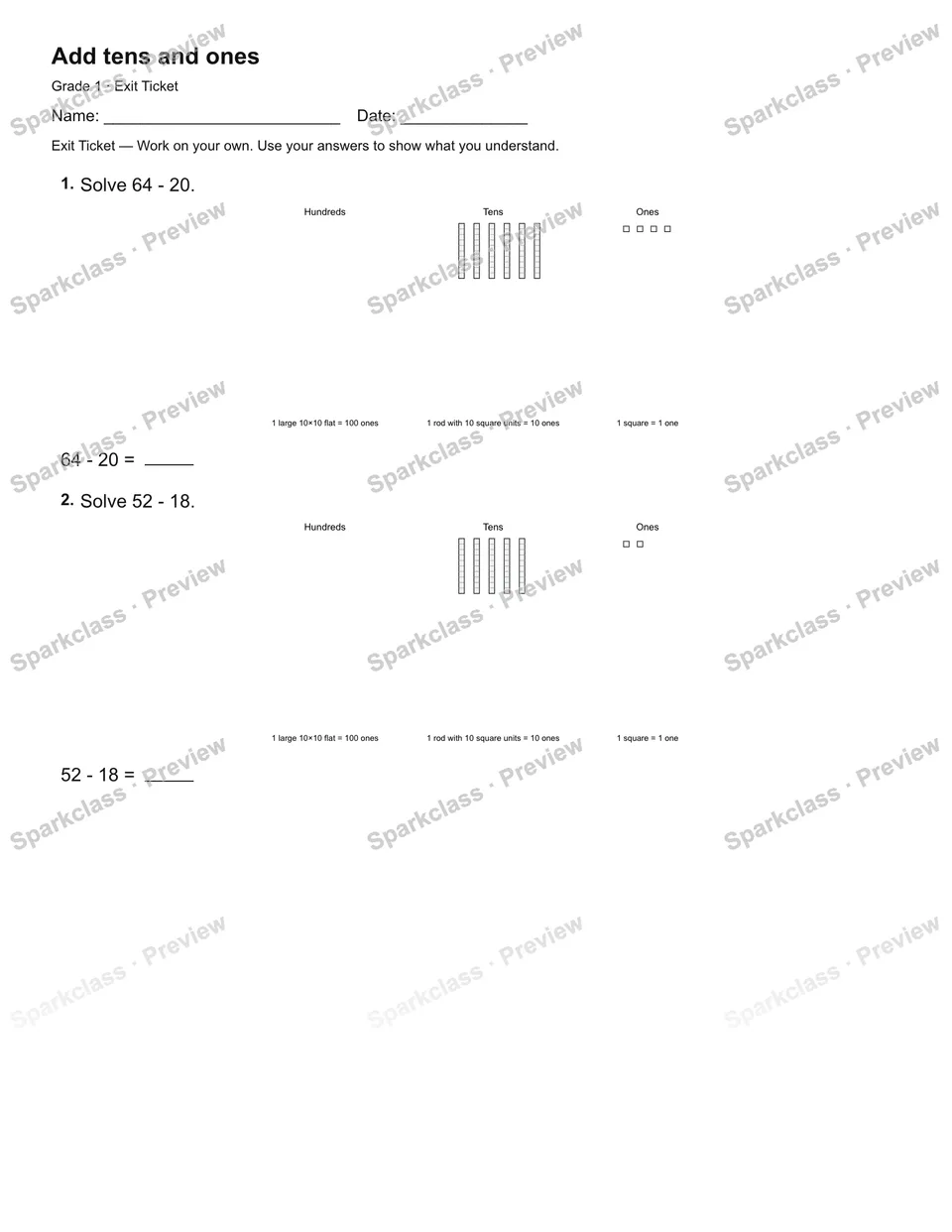 Add tens and ones — Exit Ticket — page 2