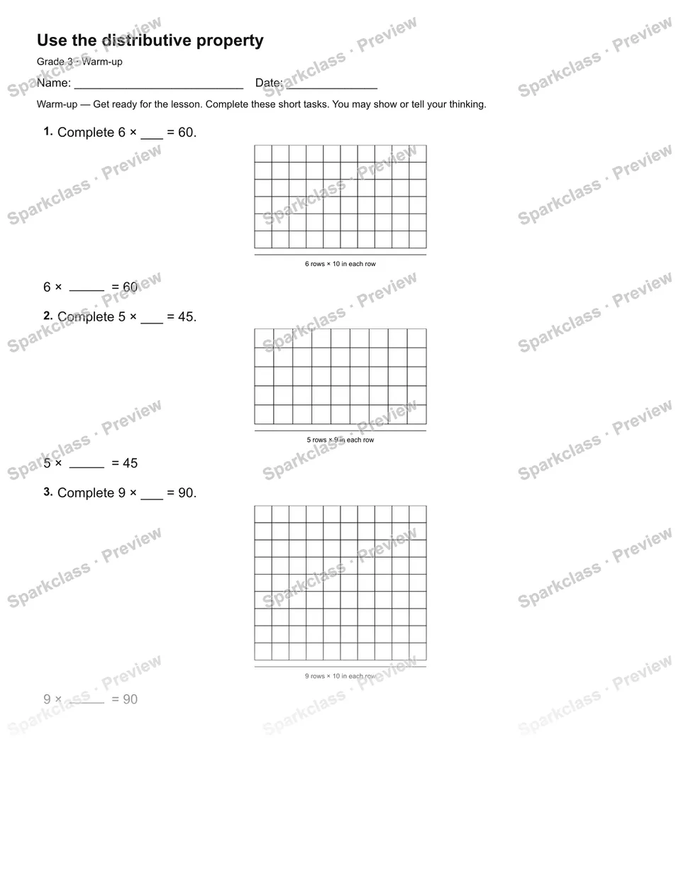 Use the distributive property — Warm-up — page 2