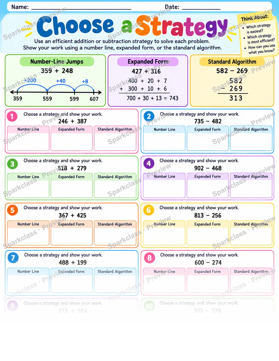 Choose Addition Strategy — page 1