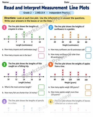 2.MD.D.9 · Line Plot Independent — Grade 2 worksheet preview