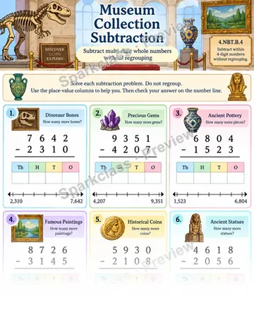 Subtract Multi-Digit Numbers Without Regrouping — Grade 4 worksheet preview