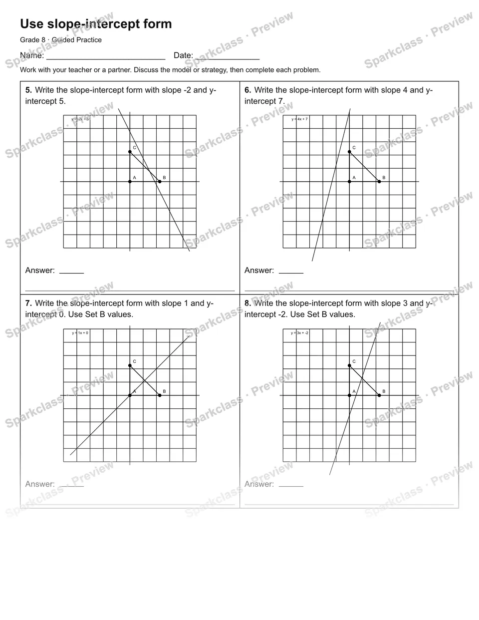 Use slope-intercept form — Guided Practice — page 2