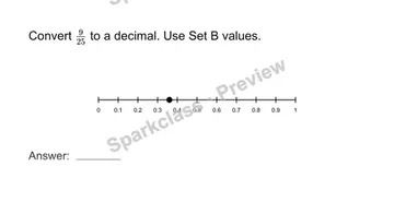 Convert fractions to decimals — Grade 8 problem preview