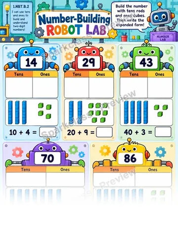 Number Building Robot Lab — Grade 1 worksheet preview