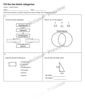 Fill the two blank categories. — Guided Practice — Grade 5 worksheet preview