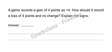 Interpret signed quantities and zero — Grade 6 problem preview