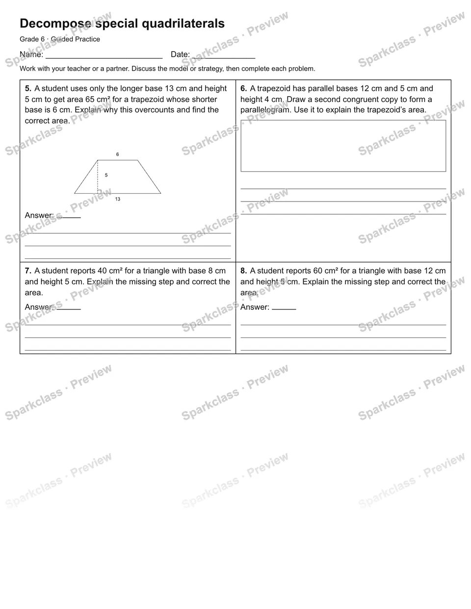 Decompose special quadrilaterals — Guided Practice — page 2