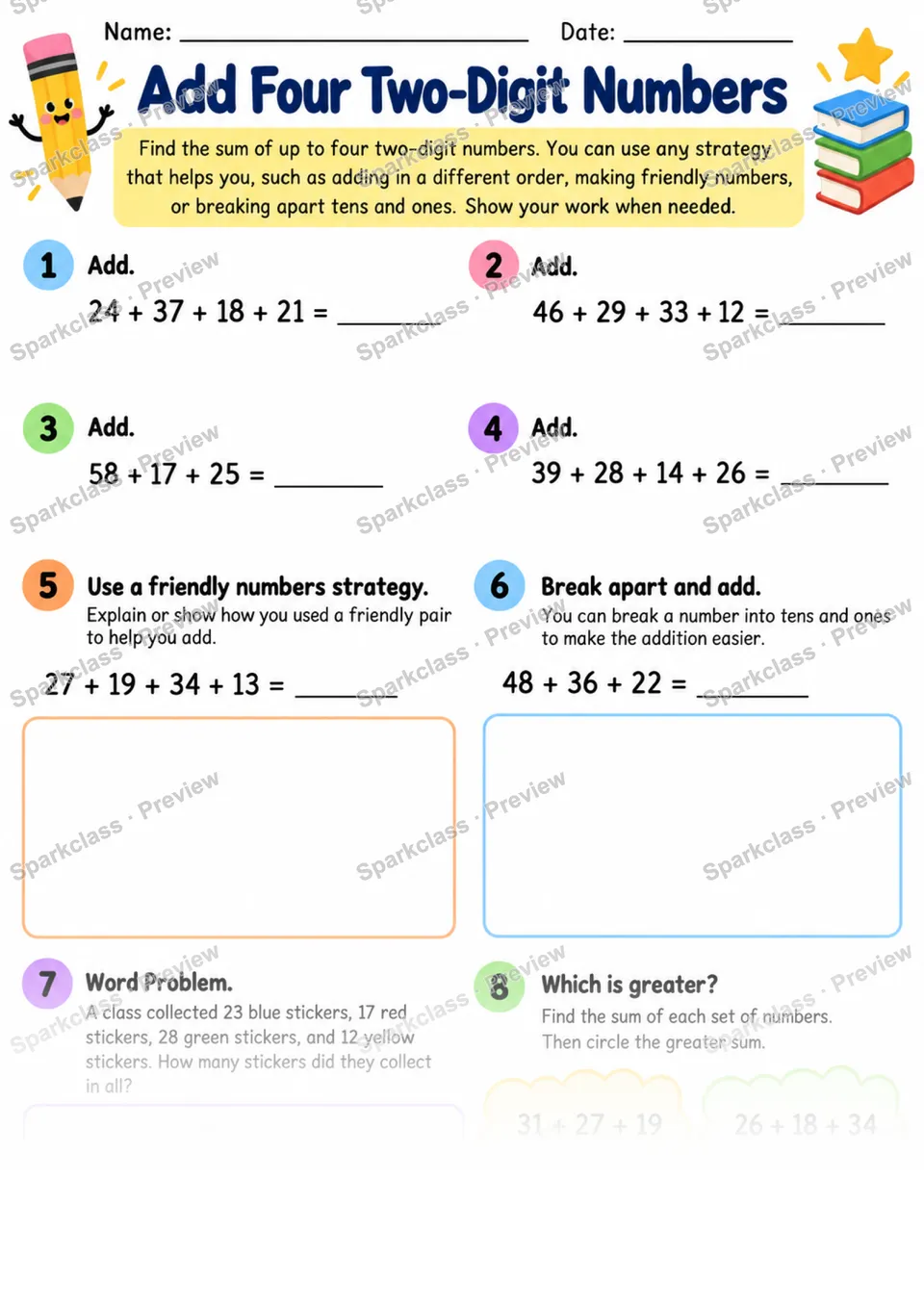 2.NBT.B.6 · Four Addends — page 1