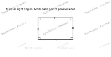 Mark all right angles. Mark each pair of parallel sides. Right angles: Parallel pairs: — Grade 5 problem preview