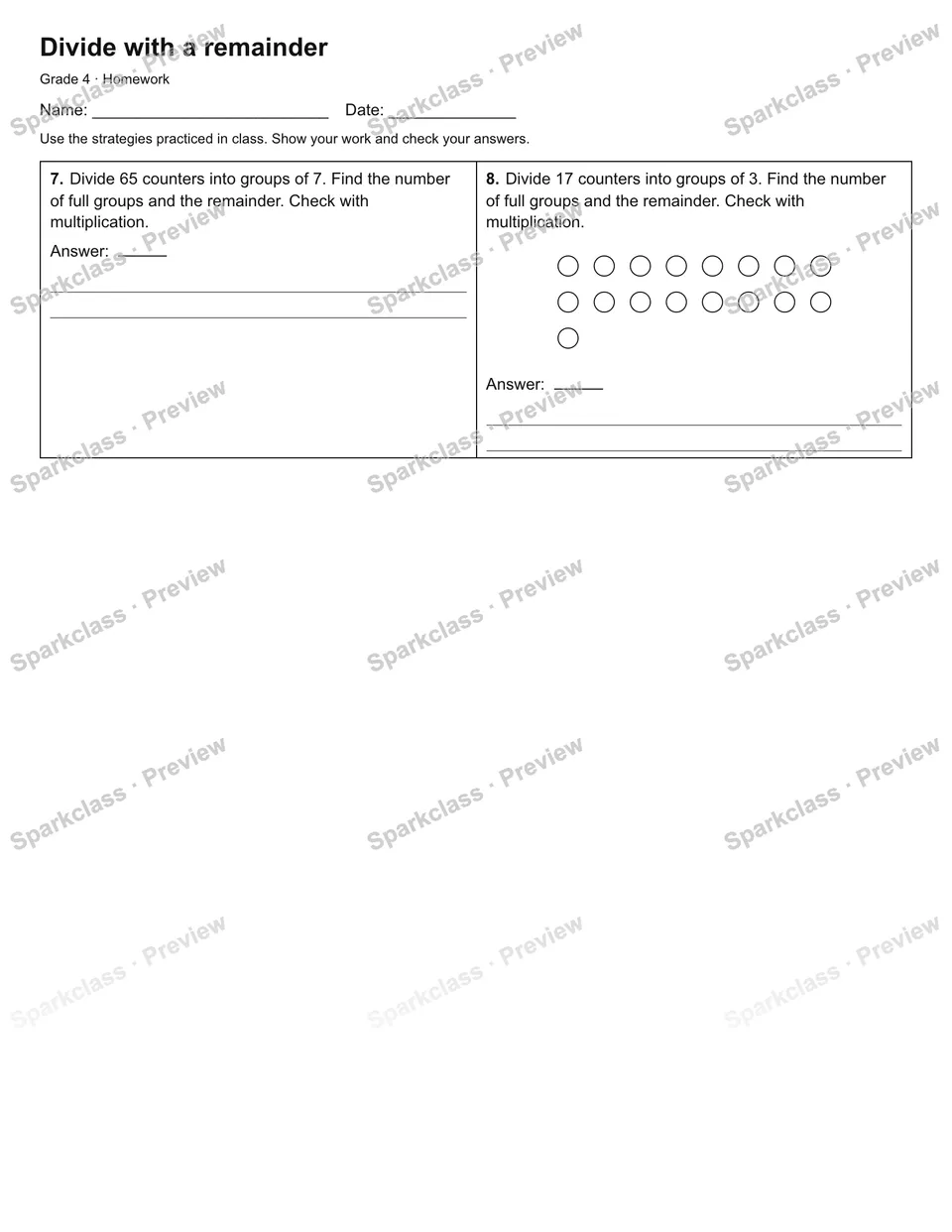 Divide with a remainder — Homework — page 2