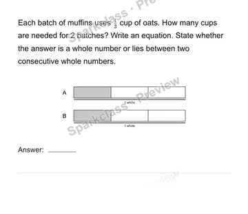 Solve fraction multiplication stories — Grade 4 problem preview