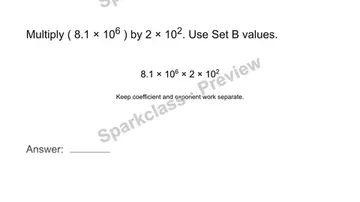 Multiply in scientific notation — Grade 8 problem preview