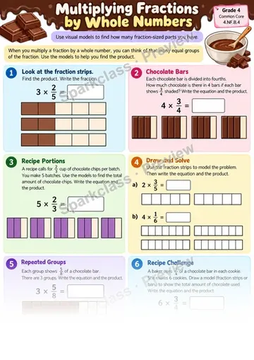 Multiply a Fraction by a Whole Number — Grade 4 worksheet preview