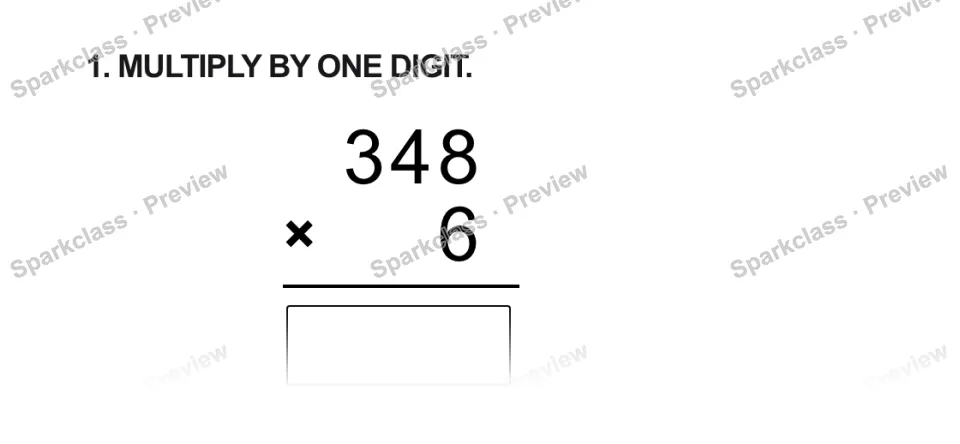 1. MULTIPLY BY ONE DIGIT. 3 4 8 × 6 — page 1