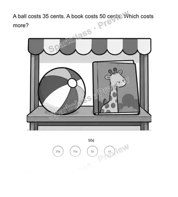 Compare prices — Grade 2 problem preview
