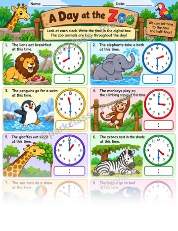 Zoo Time — Grade 1 worksheet preview