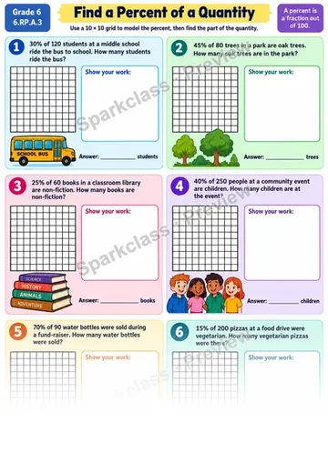 Percent Of Quantity — Grade 6 worksheet preview
