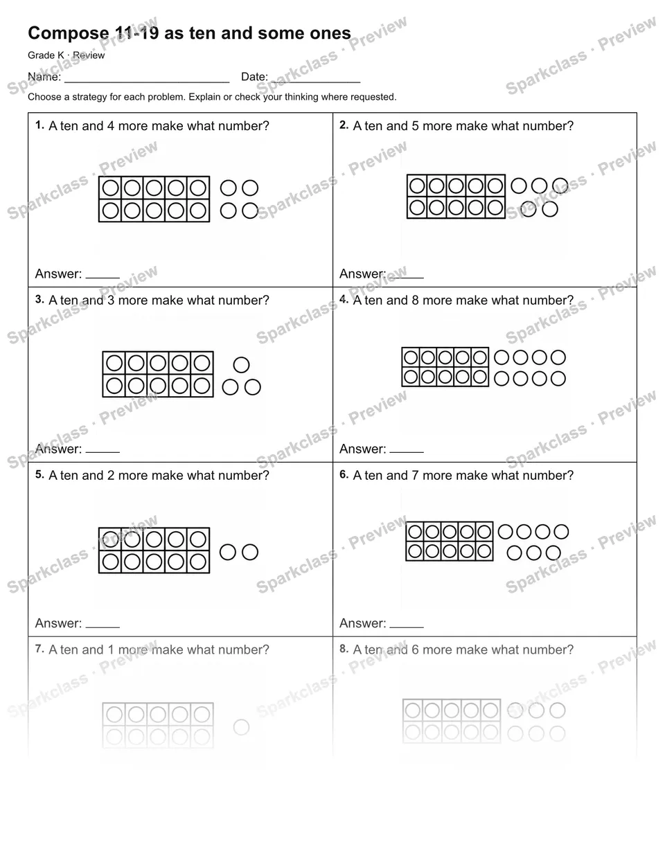 Compose 11-19 as ten and some ones — Review — page 1