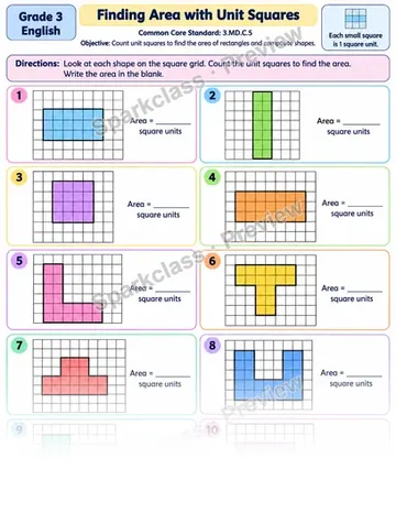 Count Square Units 01 — Grade 3 worksheet preview