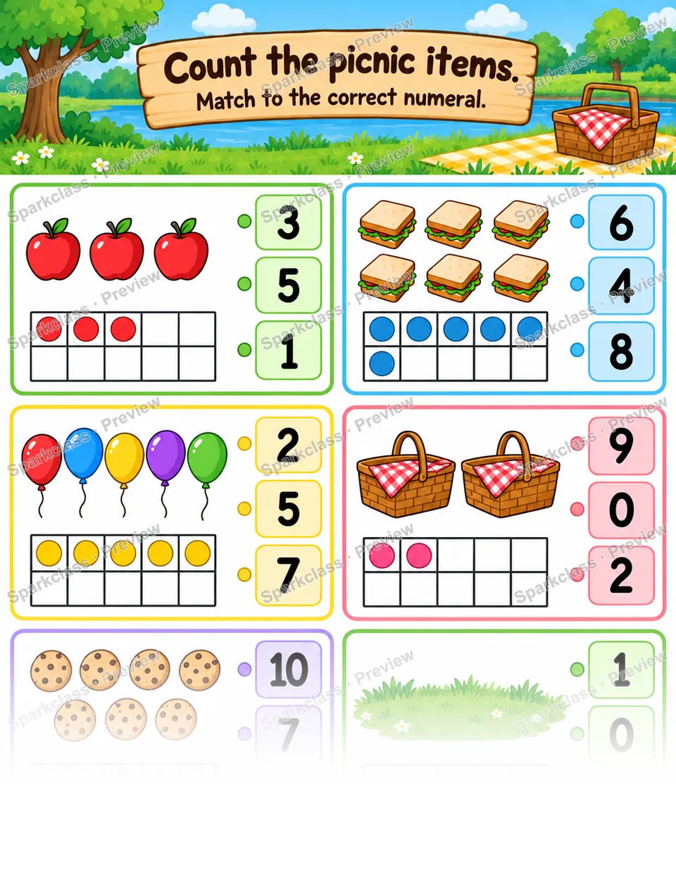 Number and Quantity · Picnic Match — page 1