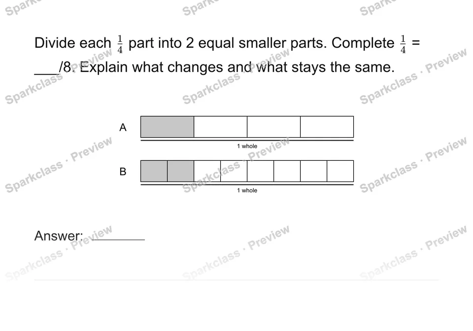 Explain equivalent fractions with models — page 1