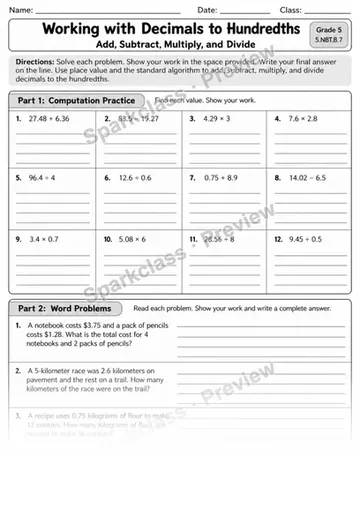 Fraction Sums and Unit Fractions — Grade 4 worksheet preview