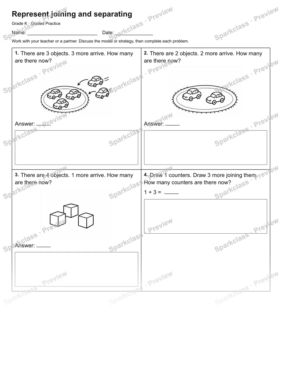 Represent joining and separating — Guided Practice — page 1