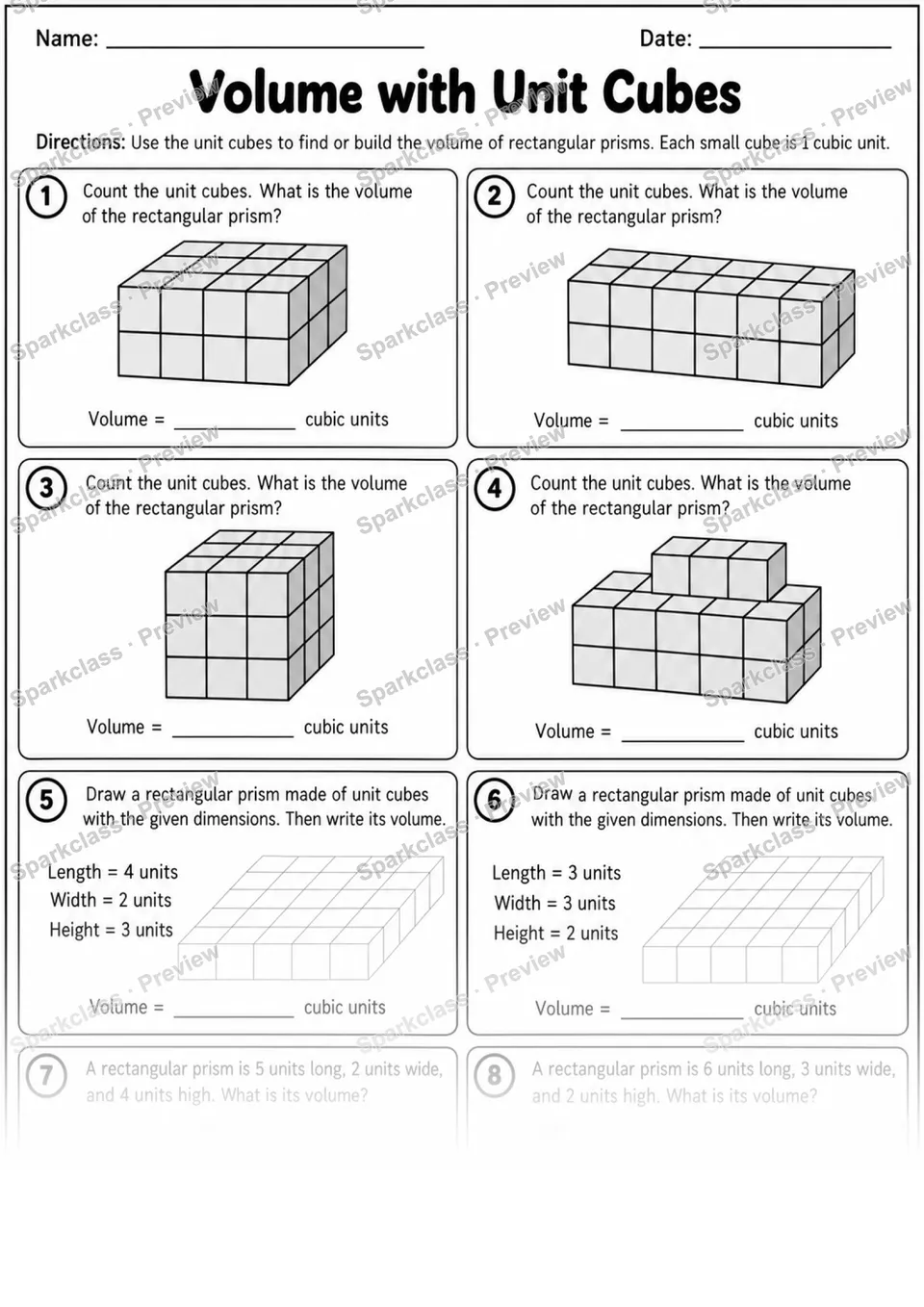 Volume with Unit Cubes — page 1