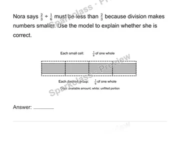 Explain why a quotient can be larger — Grade 6 problem preview
