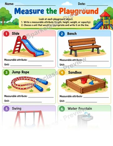 Measure The Playground — Grade 1 worksheet preview
