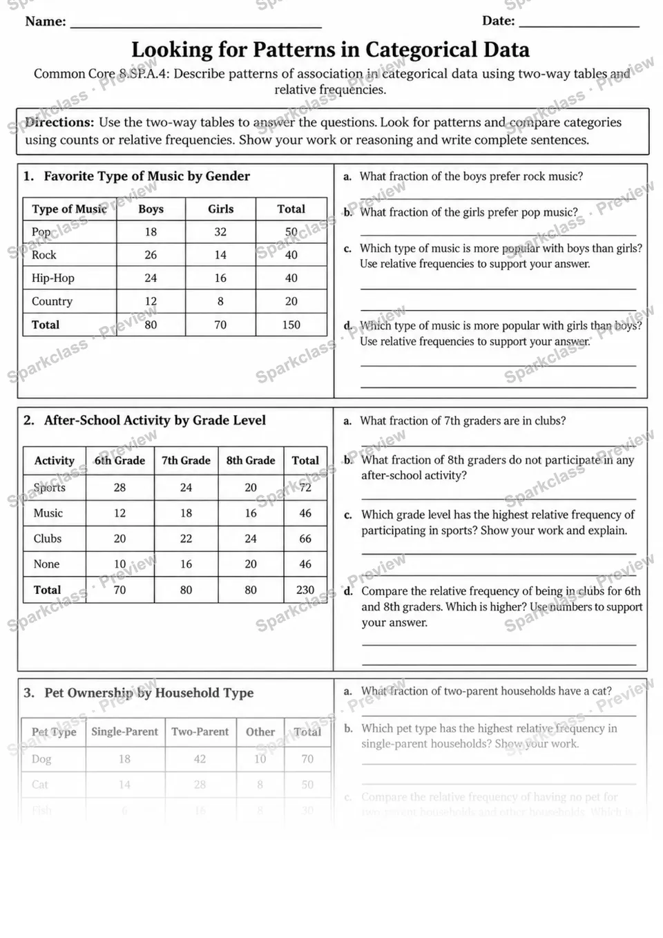 8.SP.A.4 · 4 Categorical Data Association Twoway V2 — page 1
