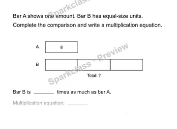 Describe a multiplicative comparison — Grade 4 problem preview
