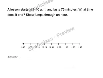 Calculate elapsed time — Grade 4 problem preview