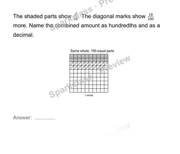 Combine two kinds of hundredths — Grade 4 problem preview