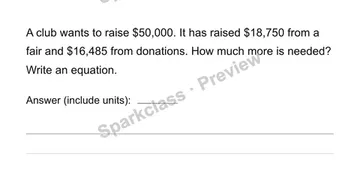 Reach a fundraising goal — Grade 4 problem preview